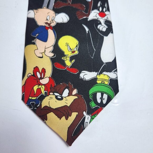 Looney Tunes Vintage Necktie 1997 Warner Bros. Bugs Bunny Tweety Taz Porky Pig - Picture 5 of 7